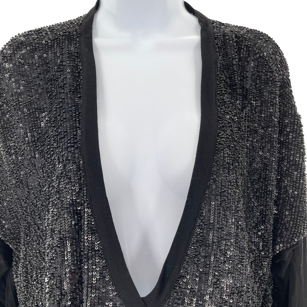 Robert Rodriguez Black Silk Sequin Deep V-Neck El… - image 4